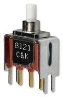 C & K COMPONENTS 8121SD3V3GE Pushbutton Switch, Momentary Spring Return, SPDT, 120 V, 28 V, 1 A, Solder