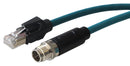 Bulgin PXPTPU12FIM08XRJ100PU Sensor Cable Cat6a M12 Straight 8 Position Plug RJ45 10 m 32.8 ft