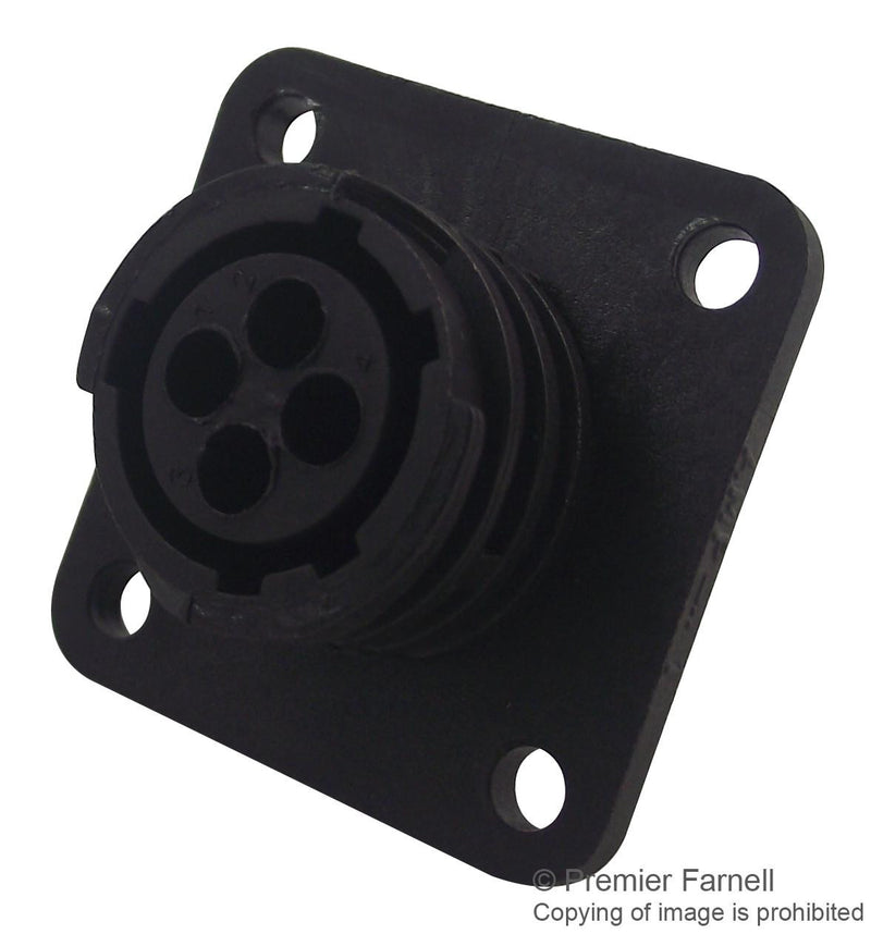 TE CONNECTIVITY 182921-1 Circular Connector, CPC Series 1, Panel Mount Receptacle, 4 Contacts, Thermoplastic Body