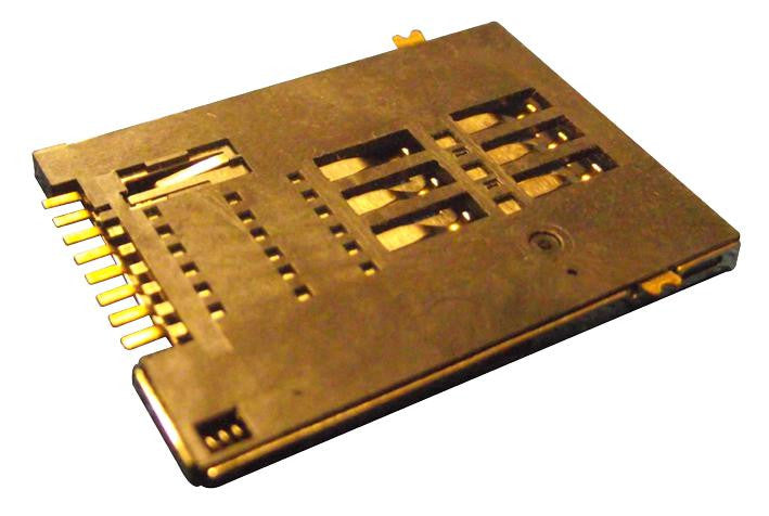 MOLEX 47553-0001 1.27mm Pitch SIM Card Holder with 2 Detect Pins, 6 Way, Push-Push Style, Housing Height 1.80mm