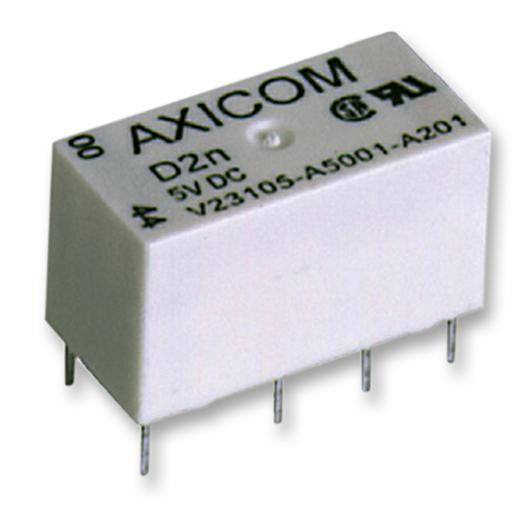 AXICOM - TE CONNECTIVITY V23105-A5476-A201 Signal Relay, DPDT, 12 VDC, 3 A, D2n/V23105 Series, Through Hole, Non Latching