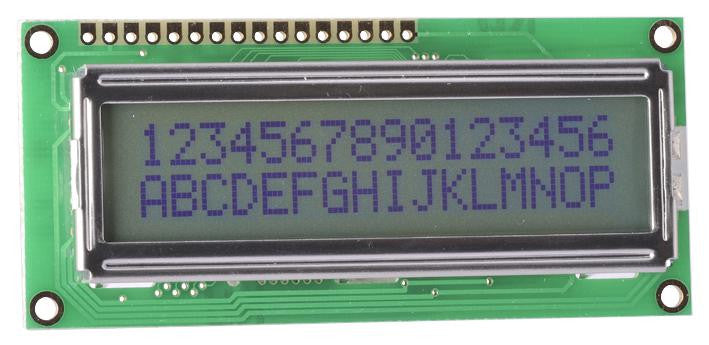 LUMEX LCM-S01602DTR/A Alphanumeric LCD, InfoVue, 16 x 2, Black on Grey, 5V, Parallel, English, Japanese, Reflective