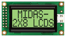 MIDAS MC20805A6W-GPTLY-V2 Alphanumeric LCD, 8 x 2, 5V, English, Japanese, Transflective