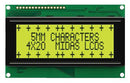 MIDAS MC42005A6W-SPR-V2 Alphanumeric LCD, 20 x 4, Black on Yellow / Green, 5V, Parallel, English, Japanese, Reflective