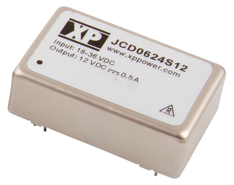 XP POWER JCD0624D09 6 Watt 2:1 Input Range Dual Output DC/DC Converter, Input 18V to 36V, Output &plusmn; 9V/333mA