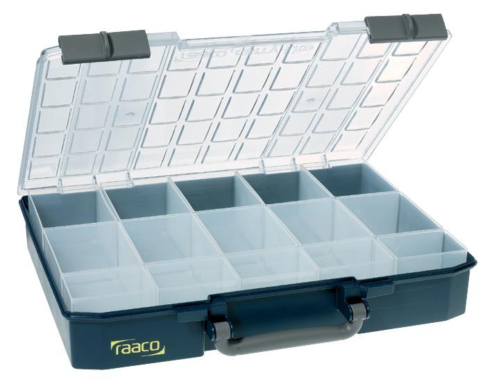 RAACO 2069932 Storage Box, Carry-Lite, 15 Inserts, Polypropylene, Polycarbonate, Blue, 3.11", 79mm