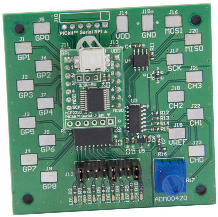 MICROCHIP ADM00421 Evaluation Kit for MCP2210 USB to SPI Protocol Converter with GPIO