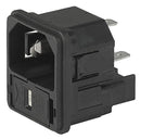 SCHURTER 4301.0504 Power Entry Connector, KEA Series, Plug, 250 VAC, 10 A, Panel Mount, Quick Connect