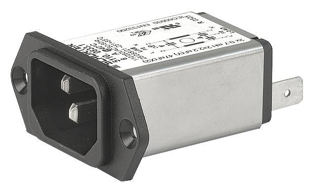 SCHURTER 5110.1533.1 Power Entry Connector, 5110 Series, Plug, 250 VAC, 15 A, Panel Mount, Quick Connect