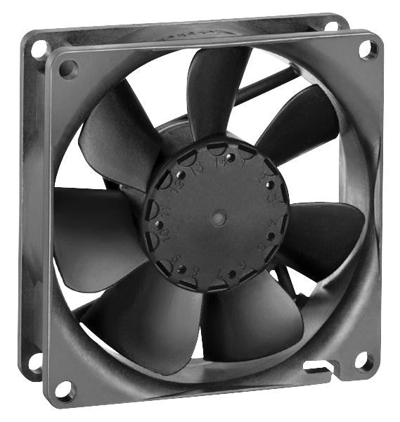 EBM-PAPST 8412NGME Axial Fan, 8400N Series, IP54, IP68, 12 V, DC, 80 mm, 25 mm, 26 dBA, 34.1 cu.ft/min