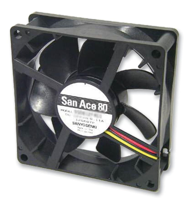 SANYO DENKI - SANACE FANS 9S0824M4011 Axial Fan, San Ace 80 Series, 24 V, DC, 80 mm, 25 mm, 22 dBA, 0.489 cu.ft/min