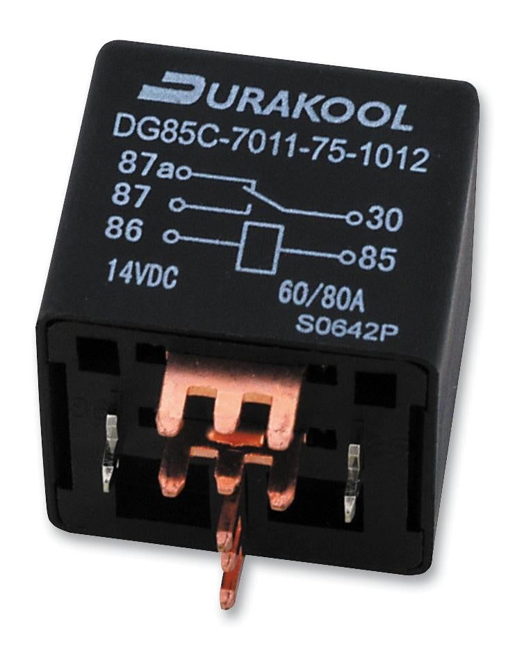 DURAKOOL DG85C-8021-75-1012 Automotive Relay, SPST-NO, 12 VDC, DG85 Series, Through Hole, Solder