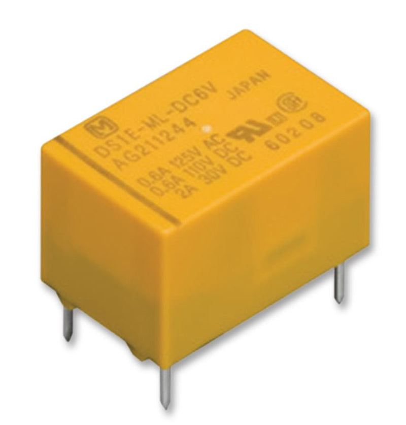 PANASONIC ELECTRIC WORKS DS1E-S-DC5V Signal Relay, SPDT, 5 VDC, 2 A, DS Series, Through Hole, Non Latching