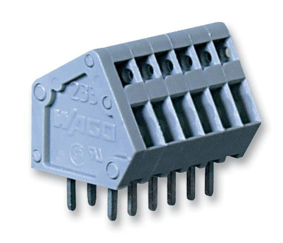 WAGO 233-404 Wire-To-Board Terminal Block, 4 Ways, 160 V, 6 A, 28 AWG, 20 AWG, 0.5 mm&sup2;