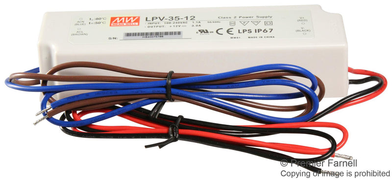 MEAN WELL LPV-35-12 36W 12V 3A Single Output Switching LED Power Supply