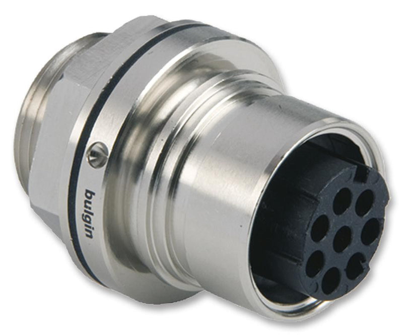 BULGIN PXM6012/08S/CR Circular Connector, Buccaneer 6000 Series, Panel Mount Receptacle, 8 Contacts, Brass Body