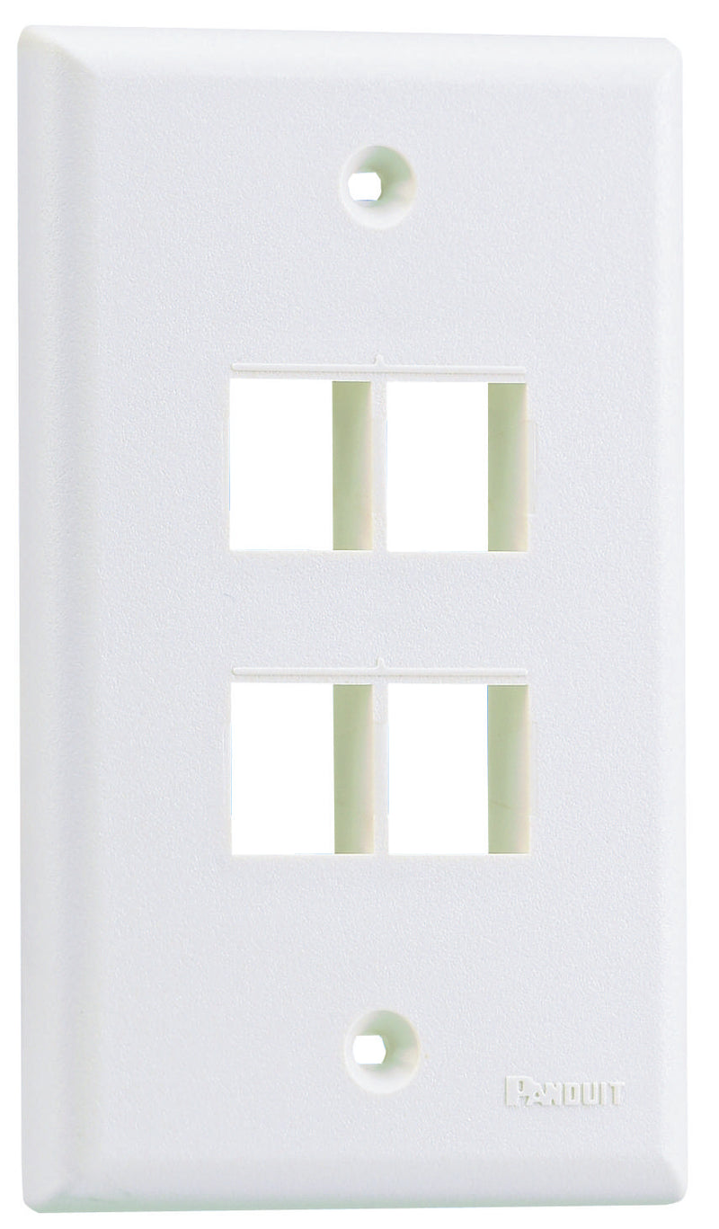 PANDUIT NK4FNIW VERTICAL FACEPLATE, 4 MODULE, WHITE