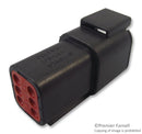 DEUTSCH DTM04-6P-EE04 Connector Housing, High Temp, Black, DTM Series, Receptacle, 6 Ways, DT Series Pin Contacts