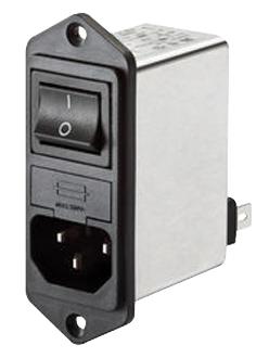 SCHAFFNER FN281-2-06 Power Entry Connector, FN 280 Series, Plug, 250 VAC, 2 A, Panel Mount, Quick Connect