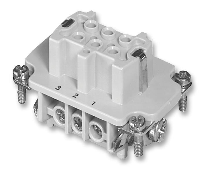 AMPHENOL SINE/TUCHEL C146 10B006 102 1 Heavy Duty Connector Insert, 6+PE Signal, Wire protection, Heavy Mate E Series, Receptacle, E6