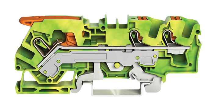 Wago 2106-5307 DIN Rail Mount Terminal Block 3 Ways 20 AWG 8 6 mm&sup2; Clamp 41 A
