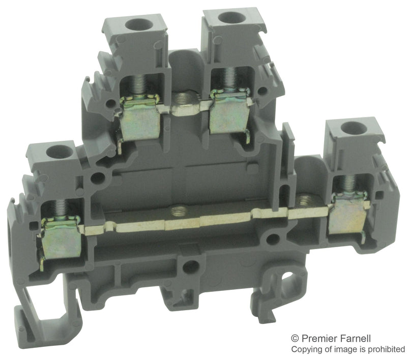 Entrelec - TE Connectivity 011527122 011527122 DIN Rail Mount Terminal Block 4 Ways 22 AWG 12 mm&Acirc;&sup2; Screw 32 A