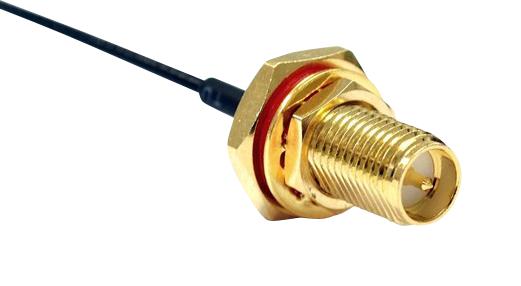 Multicomp PRO MC001030 RF / Coaxial Cable Assembly IP67 90&deg; U.FL Plug to SMA RP Bulkhead Jack 1.37mm 50 ohm 3.9 "