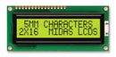 MIDAS MC21605C6WK-SPTLY-V2 Alphanumeric LCD, 16 x 2, Black on Yellow / Green, 5V, Parallel, English, Euro, Transflective