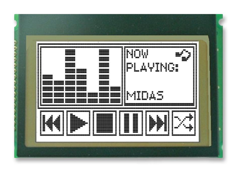 MIDAS MCCOG240160C6W-FPTLW Graphic LCD, 240 x 160, Black on White, 3.3V, Parallel, No Font, Transflective