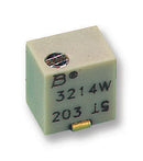 BOURNS 3214W-1-204E Trimmer Potentiometer, 200 kohm, 250 mW, &plusmn; 10%, Trimpot 3214 Series, 5 Turns, Surface Mount Device