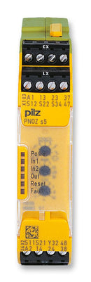 PILZ 750105 Safety Relay, 4PST-NO, 24 VDC, 6 A, PNOZ s5 Series, DIN Rail, Screw