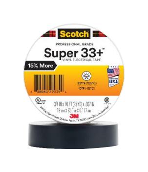 3M 33+-3/4X76FT Tape PVC 19MM X 23.16M Black