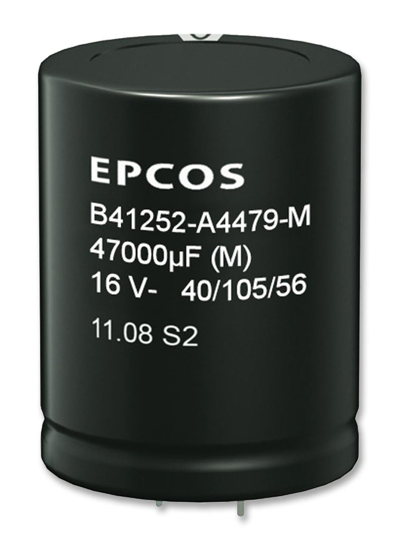 EPCOS B41252A8478M000 Electrolytic Capacitor, Snap-in, 4700 &iuml;&iquest;&frac12;F, 63 V, B41252 Series, 2000 hours @ 105&iuml;&iquest;&frac12;C, &iuml;&iquest;&frac12; 20%