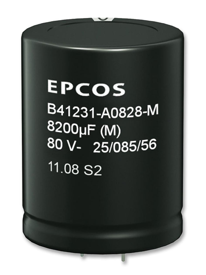 EPCOS B41231A0828M000 Electrolytic Capacitor, Snap-in, 8200 &iuml;&iquest;&frac12;F, 80 V, B41231 Series, 2000 hours @ 85&iuml;&iquest;&frac12;C, &iuml;&iquest;&frac12; 20%