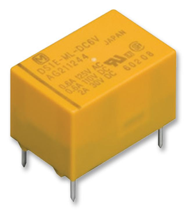 PANASONIC ELECTRIC WORKS DS1E-S-DC24V Signal Relay, SPDT, 24 VDC, 2 A, DS Series, Through Hole, Non Latching