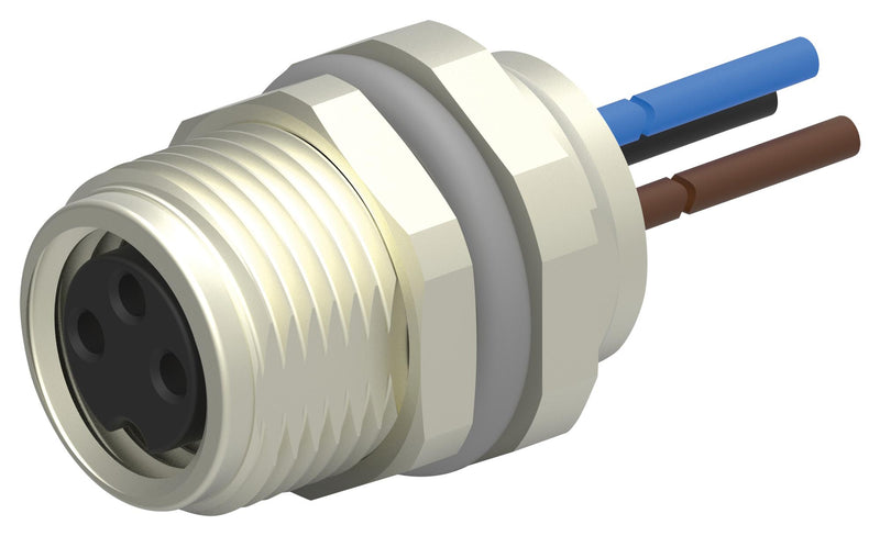 TE Connectivity T4071017031-001 Sensor Cable M8 Straight 3 Position Receptacle Free Ends 200 mm 7.87 &quot;