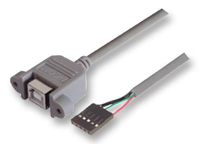 L-COM UPMB5-05M Computer Cable, USB 2.0 B Socket, Panel Mount , IDC Socket, 5 Way, 1.64ft, 500mm, Grey