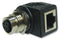 AMPHENOL SINE/TUCHEL RJS-12D04FF-RS8001 In-Line Adaptor, M12, Receptacle, 4 Ways, RJ45, Receptacle, 8 Ways