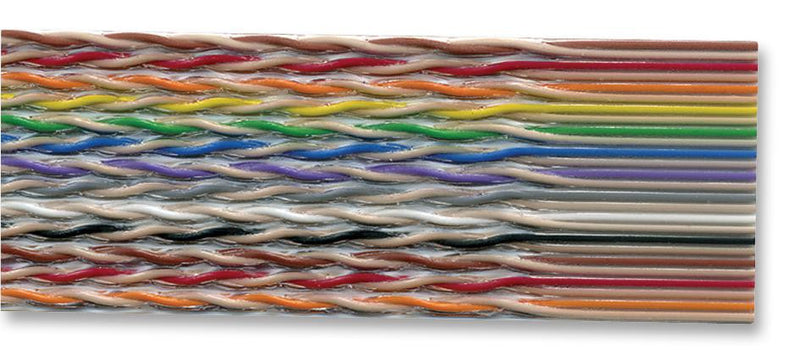 3M 1700/16 Ribbon Cable, Twisted Pair Flat, Multi-coloured, 16 Core, 28 AWG, 100 ft, 30.48 m