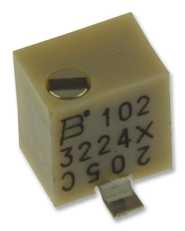 BOURNS 3224X-1-102E Trimmer Potentiometer, 1 kohm, 250 mW, &plusmn; 10%, Trimpot 3224 Series, 12 Turns, Surface Mount Device