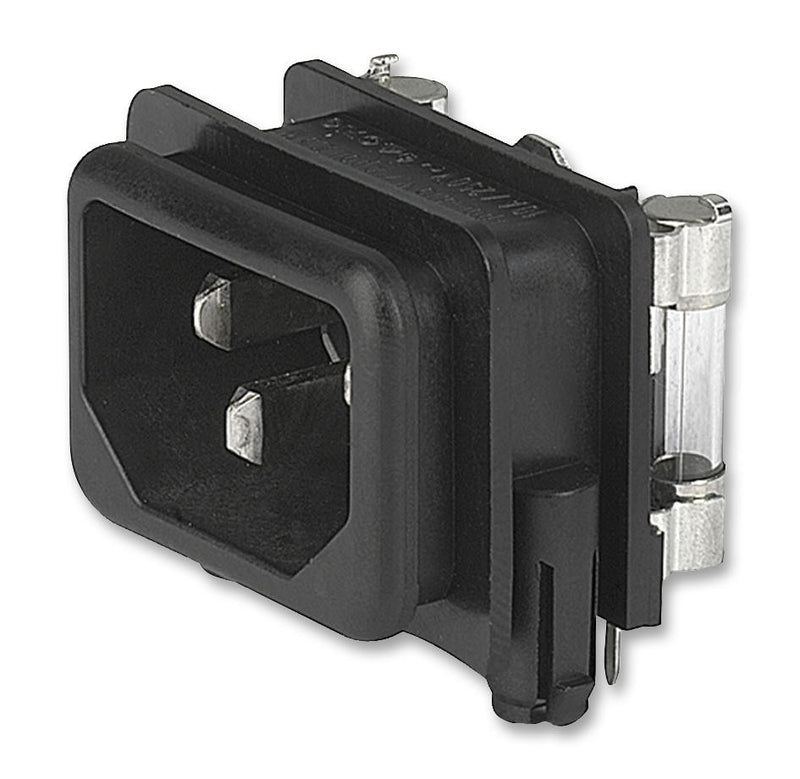 SCHURTER GSF1.1201.31.21 Power Entry Connector, GSF1 Series, Plug, 250 VAC, 10 A, Panel Mount, Quick Connect