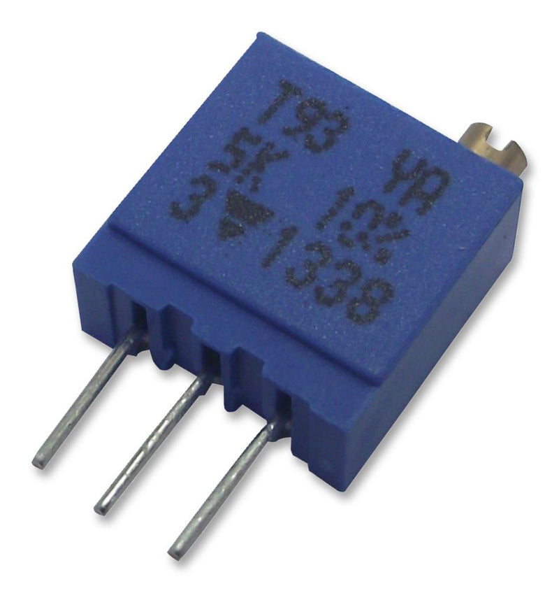 VISHAY T93YA502KT20 Trimmer Potentiometer, 5 kohm, 500 mW, &plusmn; 10%, T93YA Series, 22 Turns, Through Hole