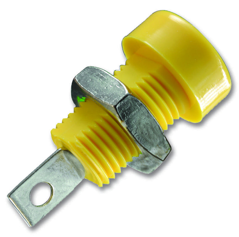 JOHNSON 108-0907-001 BANANA JACK, 15A, SOLDER, YELLOW