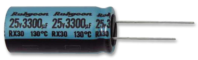 RUBYCON 25RX30220M8X11.5 Electrolytic Capacitor, Miniature, 220 &micro;F, 25 V, RX30 Series, &plusmn; 20%, Radial Leaded, 8 mm