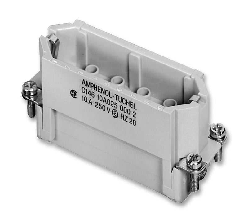 AMPHENOL SINE/TUCHEL C146 10A025 000 2 Heavy Duty Connector Insert, 25+PE, Less Contacts, Heavy Mate D Series, Plug, 16A, 26 Contacts