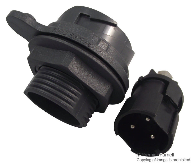 BULGIN PXP7012/03P/ST Circular Connector, Buccaneer 7000 Series, Panel Mount Receptacle, 3 Contacts, Screw Pin