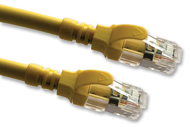 VIDEK 2996AS-10Y Ethernet Cable, Patch Lead, Cat6a, RJ45 Plug to RJ45 Plug, Yellow, 10 m