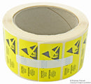MULTICOMP 055-0082 Label, ESD, Caution, Paper, Black on Yellow, Warning, 25mm x 50mm, Pack of 1000