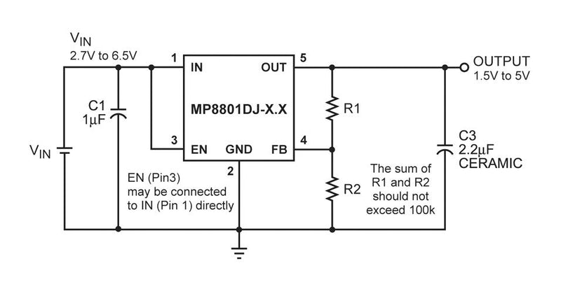 Monolithic Power Systems (MPS) MP8801DJ-3.3-LF-P LDO Voltage Regulator Fixed 2.7V to 6.5V in 150mV Dropout 3.3V/150mA Out TSOT-23-5 New