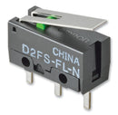 OMRON ELECTRONIC COMPONENTS D2FS-FL-N-T Microswitch, SPST-NO, Through Hole, 100 mA, 6 VDC